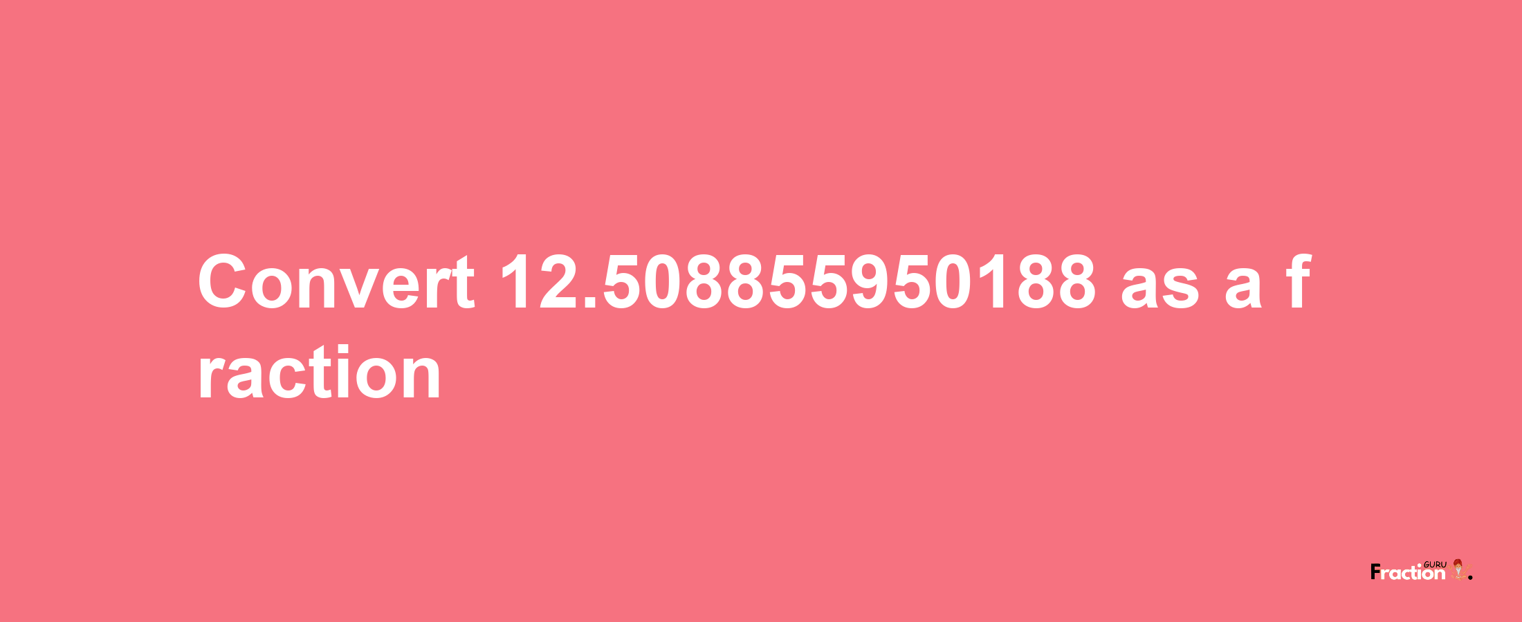 How to convert 12.508855950188 as a fraction