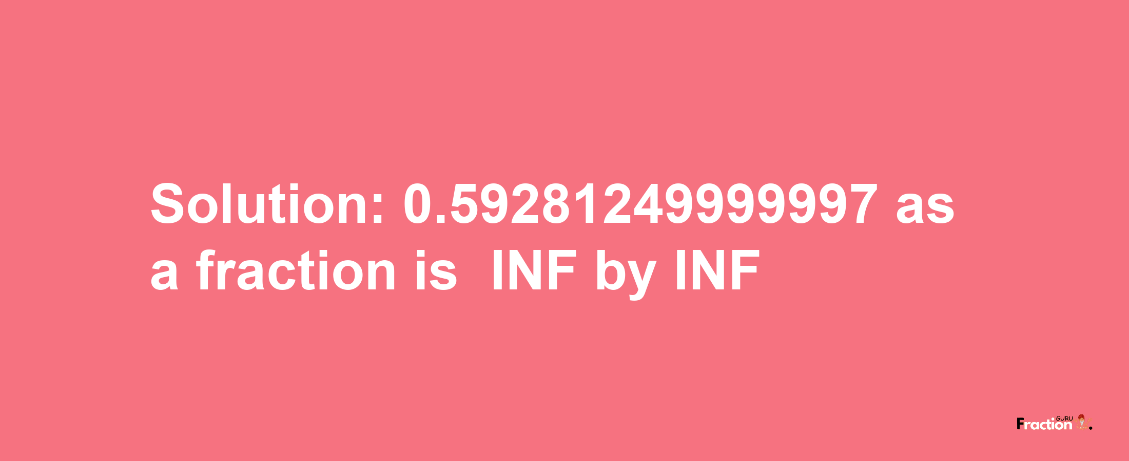 Solution:-0.59281249999997 as a fraction is -INF/INF