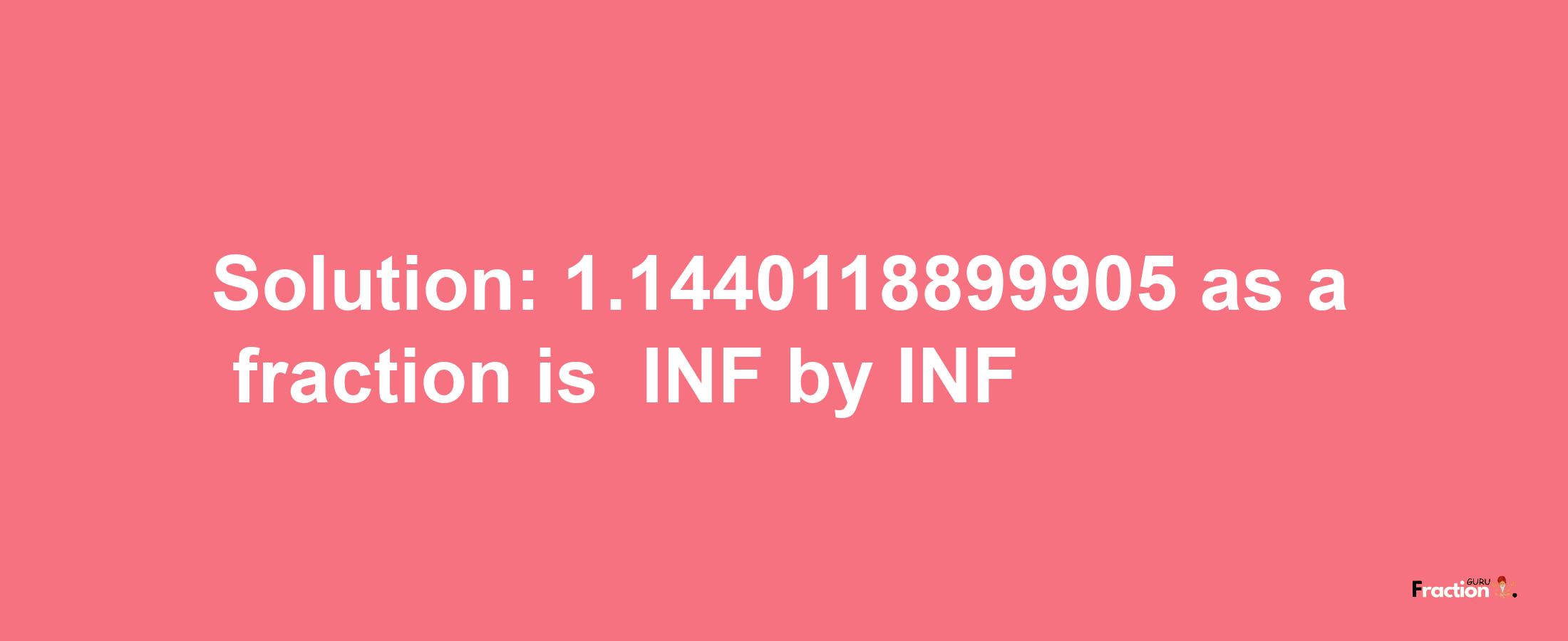 Solution:-1.1440118899905 as a fraction is -INF/INF