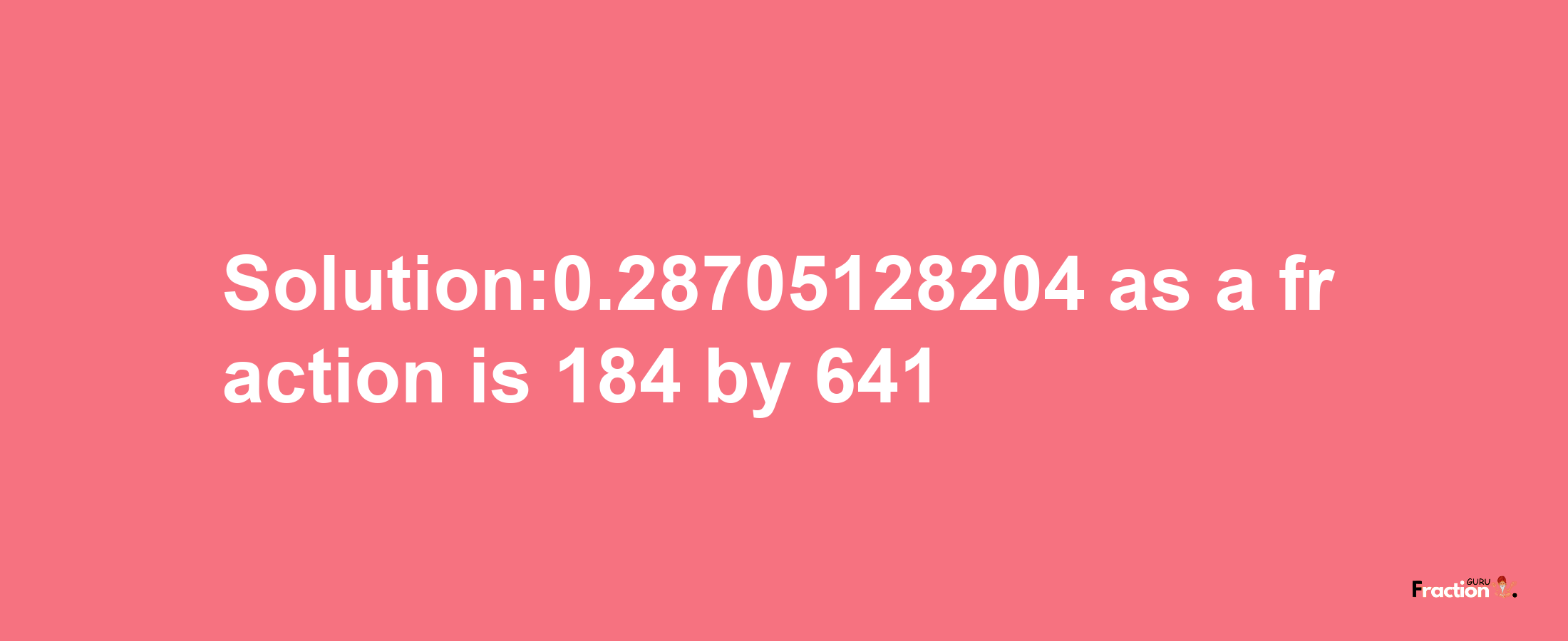 Solution:0.28705128204 as a fraction is 184/641