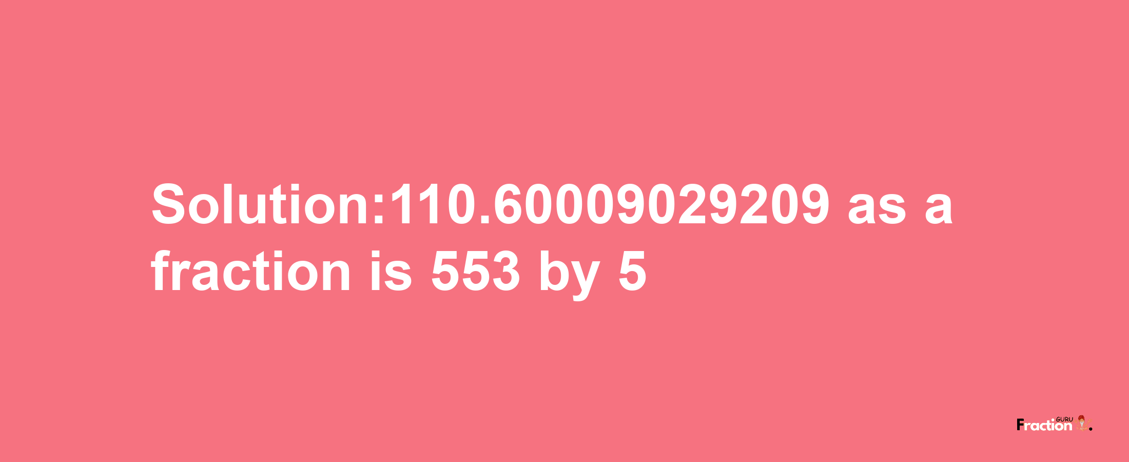 Solution:110.60009029209 as a fraction is 553/5