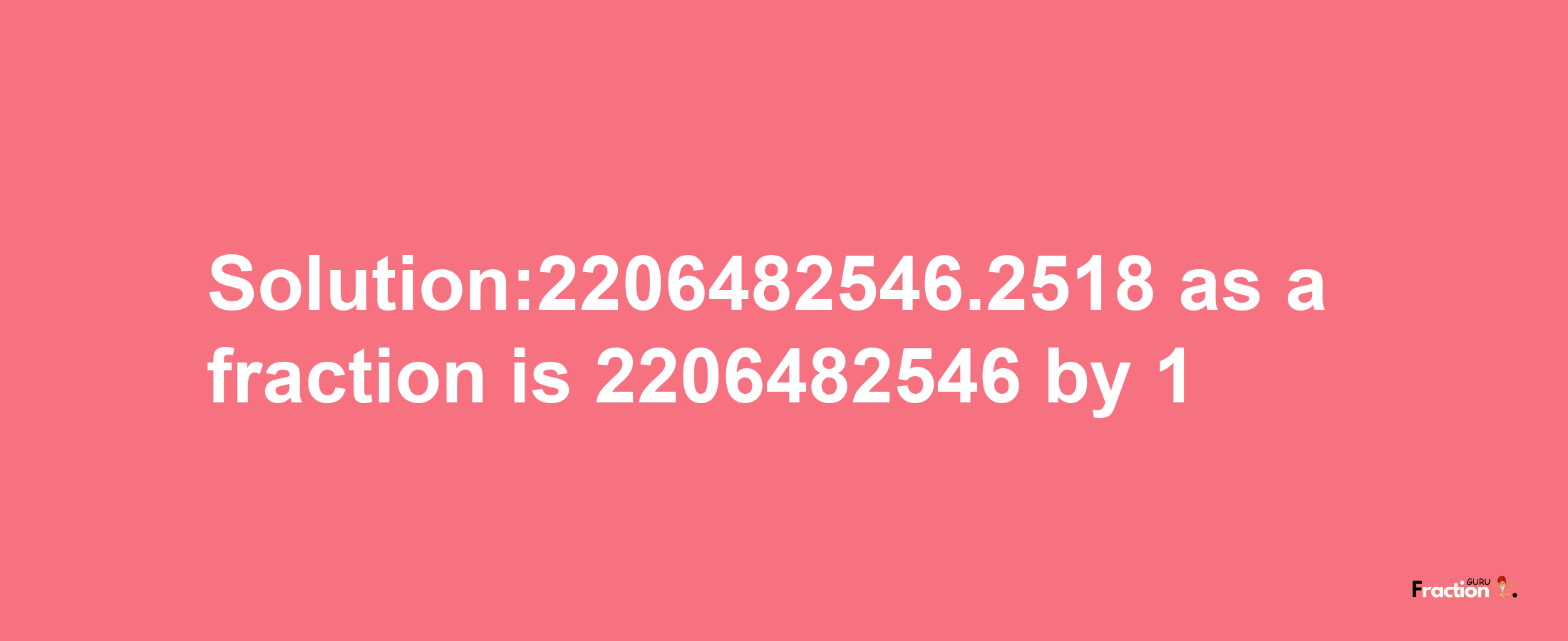 Solution:2206482546.2518 as a fraction is 2206482546/1